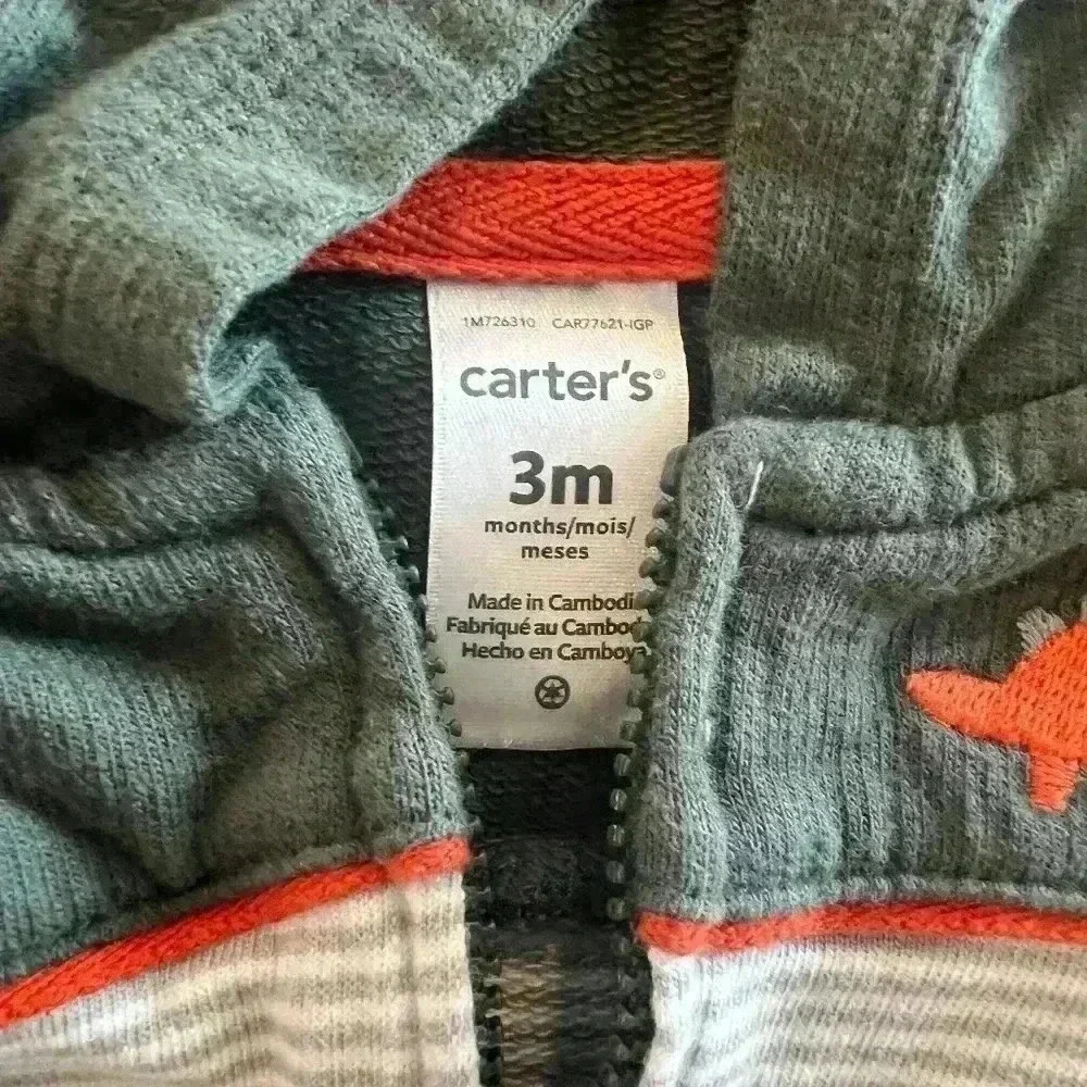 Lot Of 2. Carter's Zipup Hoodie Pullover Size 3 Months Boys
